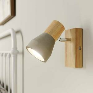 Lindby Filiz spotlámpa, 1-lámpás, 12 cm magas, fa, beton kép