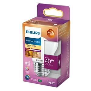 Philips LED Classic WarmGlow E27 P45 3, 4W matt kép