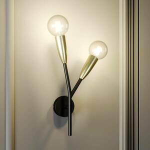 Lucande Carlea fali lámpa, 2 izzós fekete-sárgaréz kép