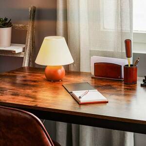 Gill asztali lámpa, rusztikus fa/fehér árnyékolóval kép