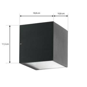 Prios kültéri fali lámpa Tetje, fekete, szögletes, 11, 5 cm kép