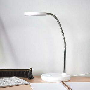 Lindby LED-es asztali lámpa Milow, fehér, fém, 35 cm magas kép