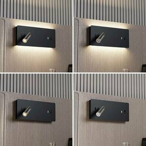 Lucande Kimo LED fali lámpa szögl fekete, USB-port kép