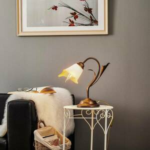 Lucrezia asztali lámpa, bronz, virágos búrával kép