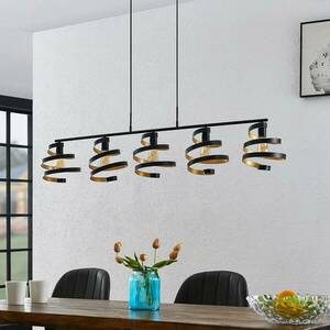 Lindby Colten függő lámpa, 5 izzós, fekete, arany kép