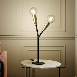 Lucande Carlea asztali lámpa 2izzó fekete-sárgaréz kép