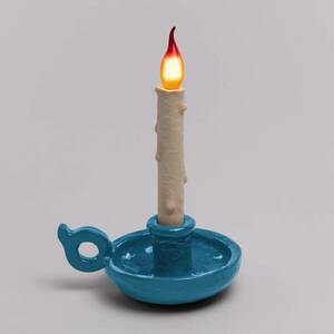 LED dekor asztali lámpa Grimm Bugia gyertya kék kép