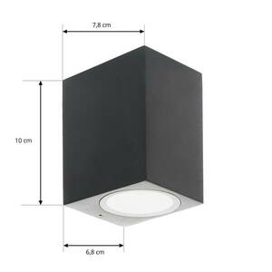 Prios kültéri fali lámpa Tetje, fekete, szögletes, 10 cm-es, szögletes kép