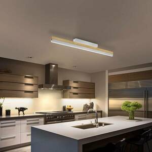 Quitani LED mennyezeti lámpa Keijo, nikkel/tölgyfa kép