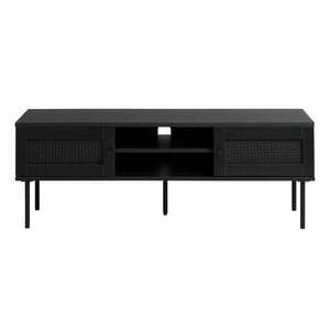 Fekete TV-állvány tölgyfa dekorral 120x43 cm Pensacola – Unique Furniture kép