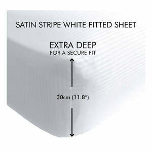 Fehér gumis lepedő 90x190 cm Satin Stripe - Catherine Lansfield kép