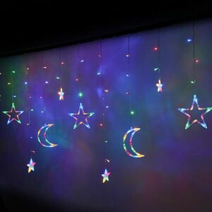 LED hold függöny fényei csillagok 2.5m 138LED többszínű 138LED kép