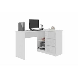 KORDA B16 íróasztal, 124, 5x77x50, fehér/magasfényű fehér, jobbos kép