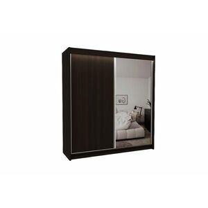 TARRA tolóajtós ruhásszekrény tükörrel + Halk zárorendszer, wenge, 200x216x61 kép