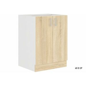 AVRIL 60 D 2F, alsó kétajtós konyhaszekrény munkalappal, 60x85x60, fehér/sonoma kép