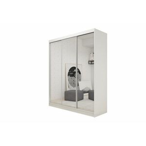ROBERTA tolóajtós ruhásszekrény tükörrel + Halk zárorendszer, fehér, 180x216x61 kép