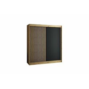 CAMELO tolóajtós szekrény, 200x200x62, tölgy artisan/fekete kép