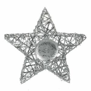 Csillag ezüst színű gyertyatartó teamécseshez, 20 x 5 x 20 cm kép
