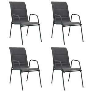 vidaXL 4 db antracitszürke rakásolható acél és textilén kerti szék kép