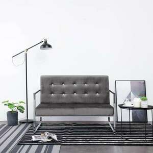 vidaXL kétszemélyes sötétszürke króm és bársony karfás kanapé kép