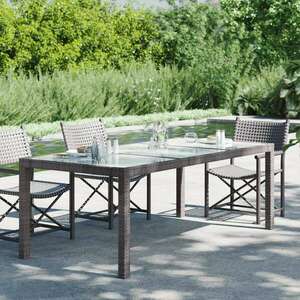 vidaXL barna polyrattan és edzett üveg kerti asztal 190 x 90 x 75 cm kép