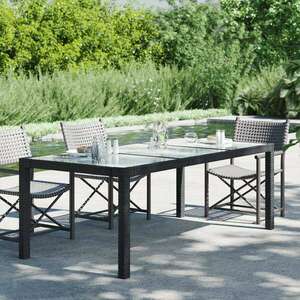 vidaXL fekete polyrattan és edzett üveg kerti asztal 190 x 90 x 75 cm kép