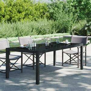 vidaXL fekete polyrattan és edzett üveg kerti asztal 190 x 90 x 75 cm kép