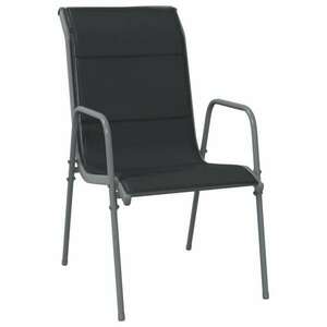 4 db fekete acél és textilén kerti szék kép