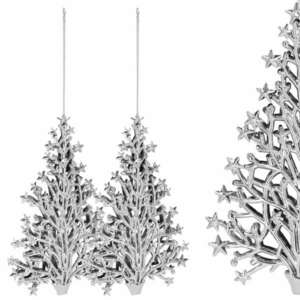 Springos Karácsonyfadíszek "karácsonyfa" 2 db - ezüst kép