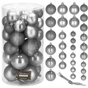 Springos Karácsonyfa gömbök 30 db - ezüst kép