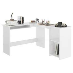 Fehér magasfényű l-alakú sarok-íróasztal 120 x 140 x 75 cm kép