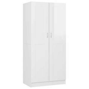 Magasfényű fehér forgácslap ruhásszekrény 82, 5 x 51, 5 x 180 cm kép