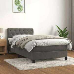 vidaXL sötétszürke bársony rugós ágy matraccal 80 x 200 cm kép