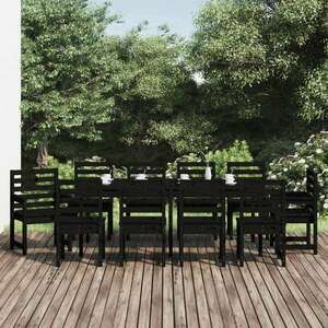 vidaXL 11 részes fekete tömör fenyőfa kerti étkezőgarnitúra kép