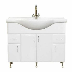 Bianca Plus 105 alsó szekrény mosdóval, magasfényű fehér színben kép