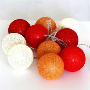IRIS Gömb alakú 6cm/színes fonott/1, 5m/piros-narancs-meleg fehér/... kép