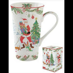 Porcelánbögre 600ml, dobozban, Joyful Santa kép