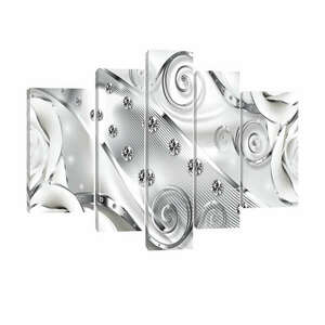 Vászonkép szett 5 darabos fehér virágos gyémánt 3D kép