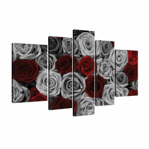 Vászonkép szett 5 darabos rózsák piros - szürke kép