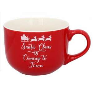 Karácsonyi piros porcelán bögre 420 ml - Santa Claus is Coming to town kép