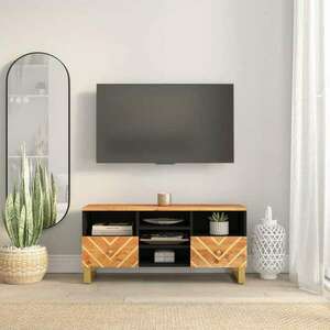 vidaXL barna és fekete tömör mangófa TV-szekrény 100x33, 5x46 cm kép
