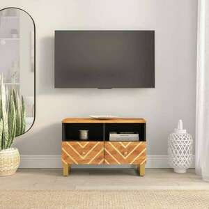 vidaXL fekete-barna tömör mangófa TV-szekrény 70 x 33, 5 x 46 cm kép