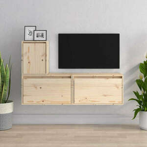 vidaXL 3 darab tömör fenyőfa TV-szekrény kép