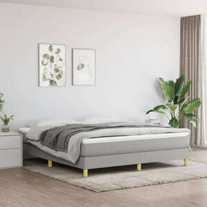 vidaXL világosszürke szövet rugós ágy matraccal 180 x 200 cm kép