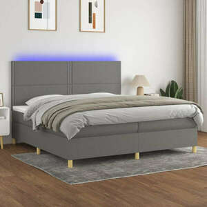 vidaXL sötétszürke szövet rugós és LED-es ágy matraccal 200x200 cm kép
