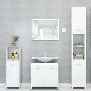 vidaXL magasfényű fehér fürdőszobai mosdószekrény mosdóval és tükörrel kép