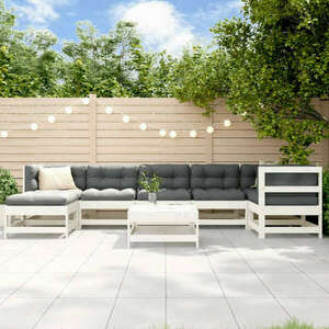 vidaXL 8 részes fehér tömör fa kerti ülőgarnitúra párnával kép