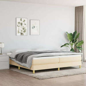 vidaXL krémszínű szövet rugós ágy matraccal 200 x 200 cm kép