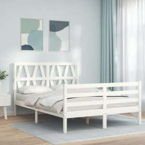 vidaXL fehér tömör fa ágykeret fejtámlával 140 x 200 cm kép