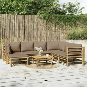 vidaXL 8 részes bambusz kerti ülőgarnitúra tópszínű párnákkal kép